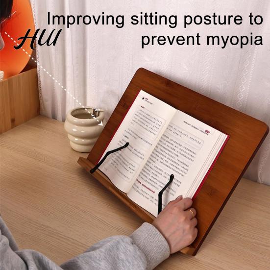 Anti-fatigue Reading Stand Bamboo Book for Kids, Adjustable Foldable Rack Computer Children, Multifunctional Desktop Holder Textbooks Portable Desk