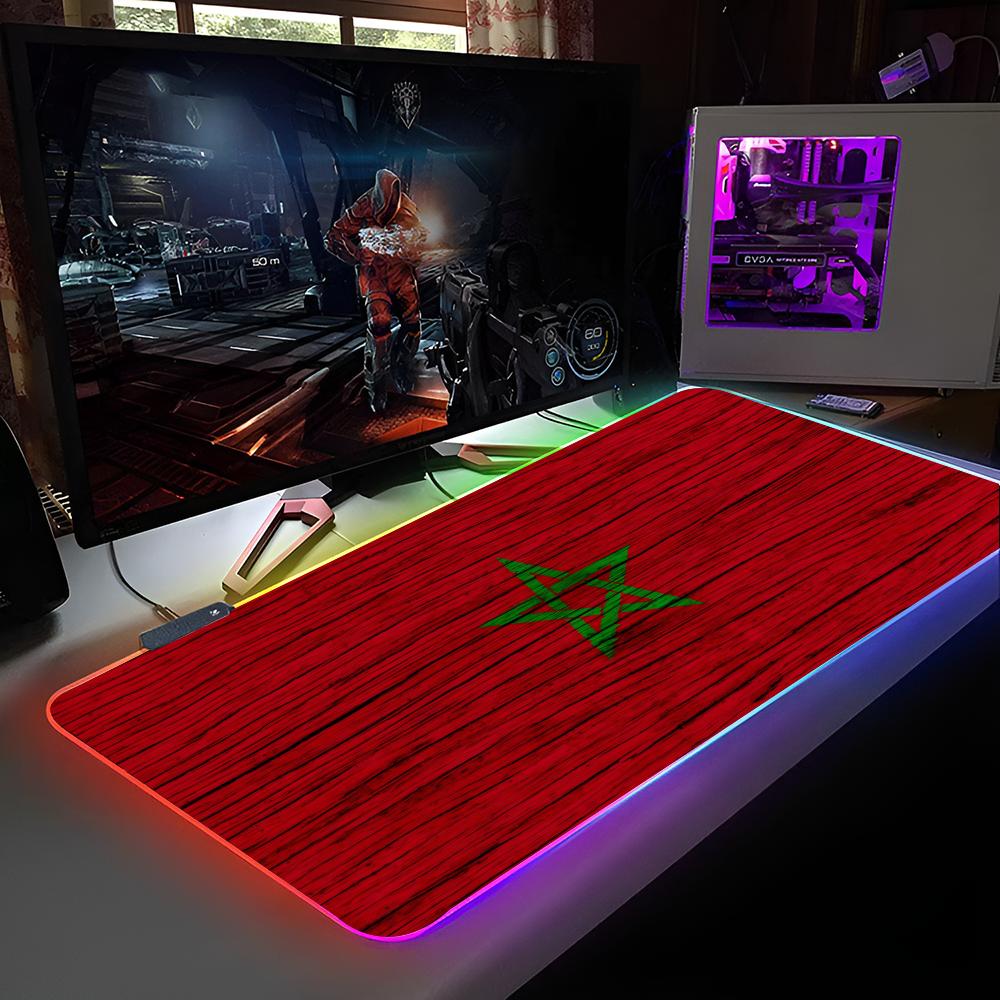 

M-Флаг Марокко Коврик для мыши RGB-подсветка Коврик для мыши для ноутбука Коврик для мыши для игрока на ноутбуке Игровой стол Игровые аксессуары RGB600x300x3mm