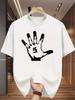 Unisex White Crew Neck Tee Hand Print Number Five Pattern Oversized Short Sleeve Unisexs Summer Streetwear Casual Daily Basic Wear Top