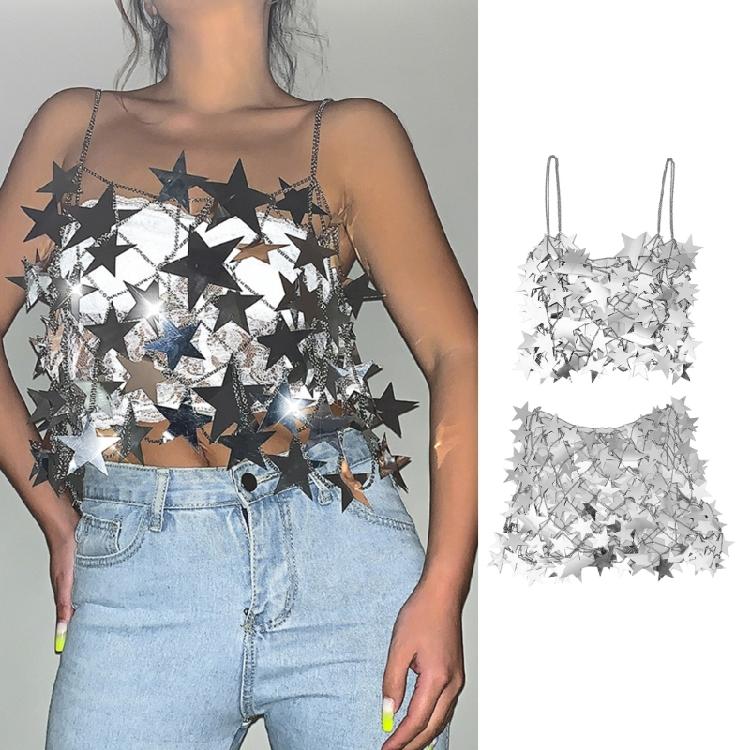 Women Star Sequins Crop Top Skirt Nightclub Party Sexy Tassel Body Chain Jewelry