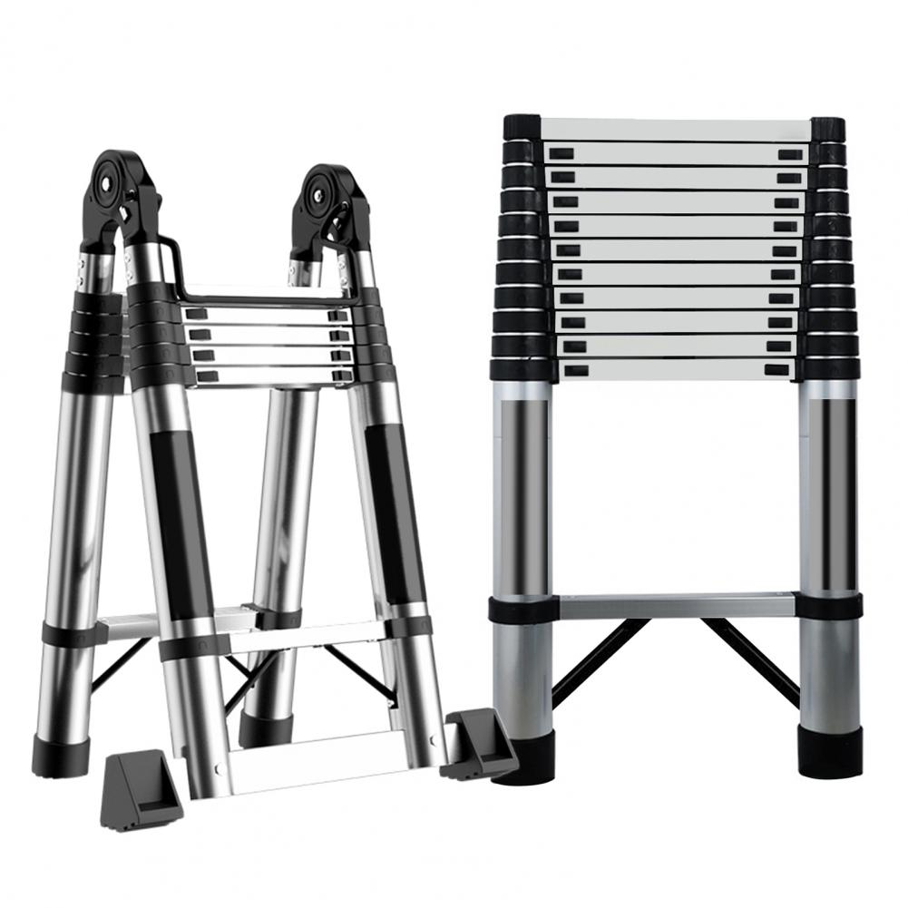 Telescoping Extension Ladder Stainless Steel Folding Telescopic Ladder with Locking Mechanism Multi-Purpose Collapsible Ladder