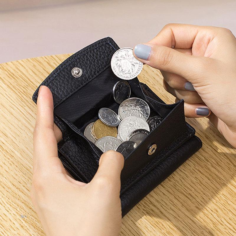 100% Genuine Leather Wallets Fashion Mini Coin Pocket Anti Theft Card Holder Rfid Blocking Wallet Cowhide Money Bag 2753