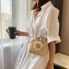 Rattan Woven Women Straw Bag Handbag Knit Flower Summer Beach Woman Shoulder Messenger Khaki White Bags Fashion Creative