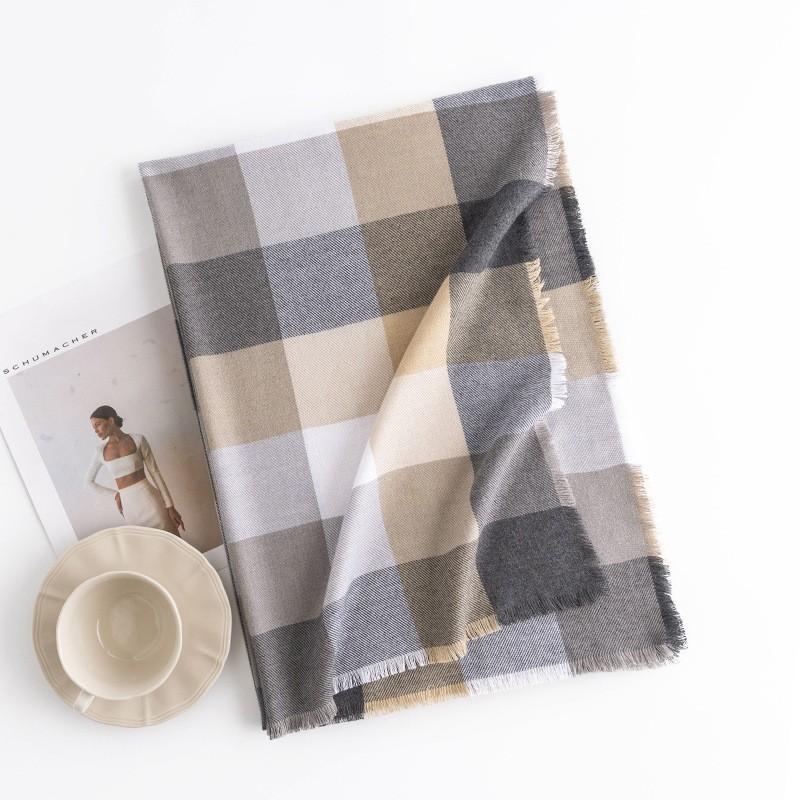 New Korean Style Imitation Cashmere Scarf Plaid Thickened Cold Proof Shawl Student Long Autumn and Winter Warm Scarf