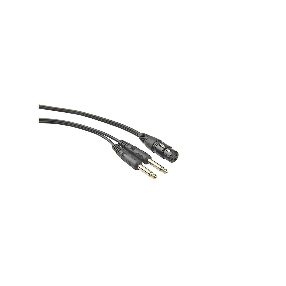3 Pin Black XLR Female To Dual 1/4" Mono Male Stereo Y Splitter Cable 1M Length