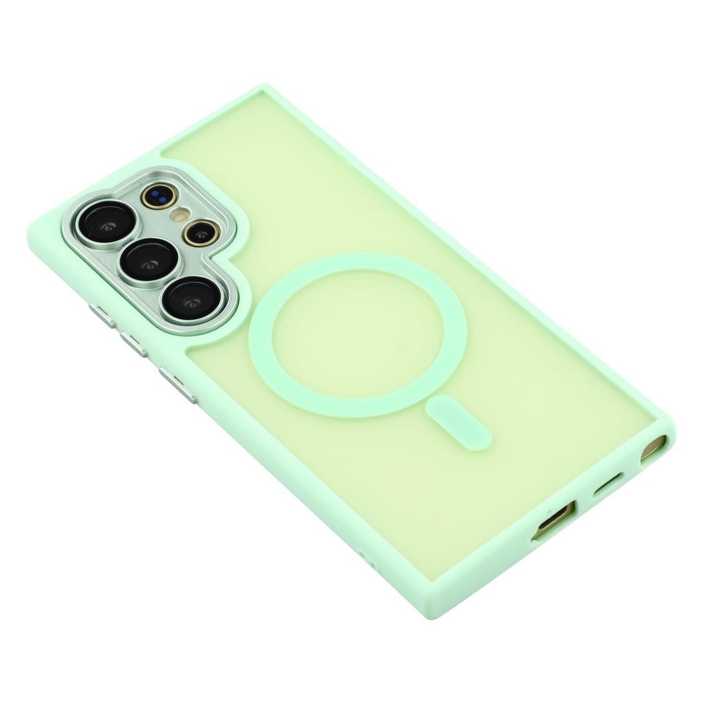 For Samsung Galaxy S23 Ultra Magnetic Case PC + TPU Matte Phone Cover with Glass Lens Film