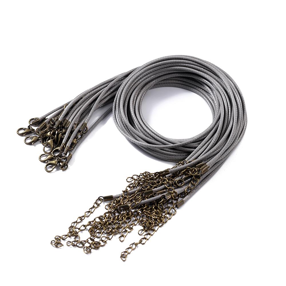 10Pcs 1.5/2mm Colorful Leather Braided Rope Bronze Lobster Clasp Tail Chain Connector for DIY Pendant Jewelry Making Supplies