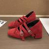 French Bow Square Head Mary Jane Women's Shoes 2025 New Retro Shallow Rivet Thick High Heel Single Shoes