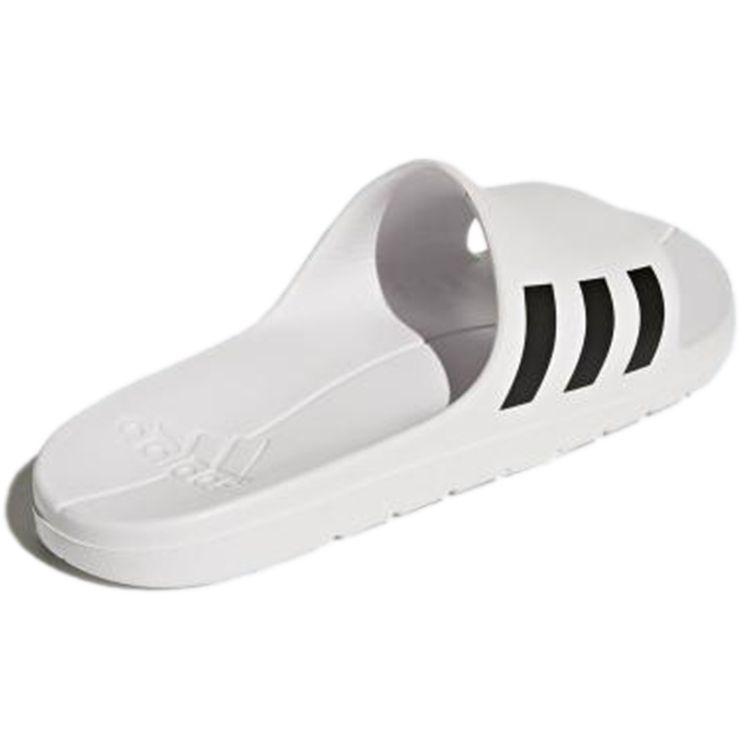 Adidas Cloudfoam Comfortable Rubber Sole Non-Slip Slide Sandals Unisex Footwear White Black CG3538