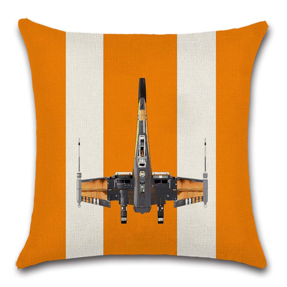 Star Plane Fighter Beige Linen Cushion Cover decorative Home Sofa Car Chair Seat Friend room office Kids gift