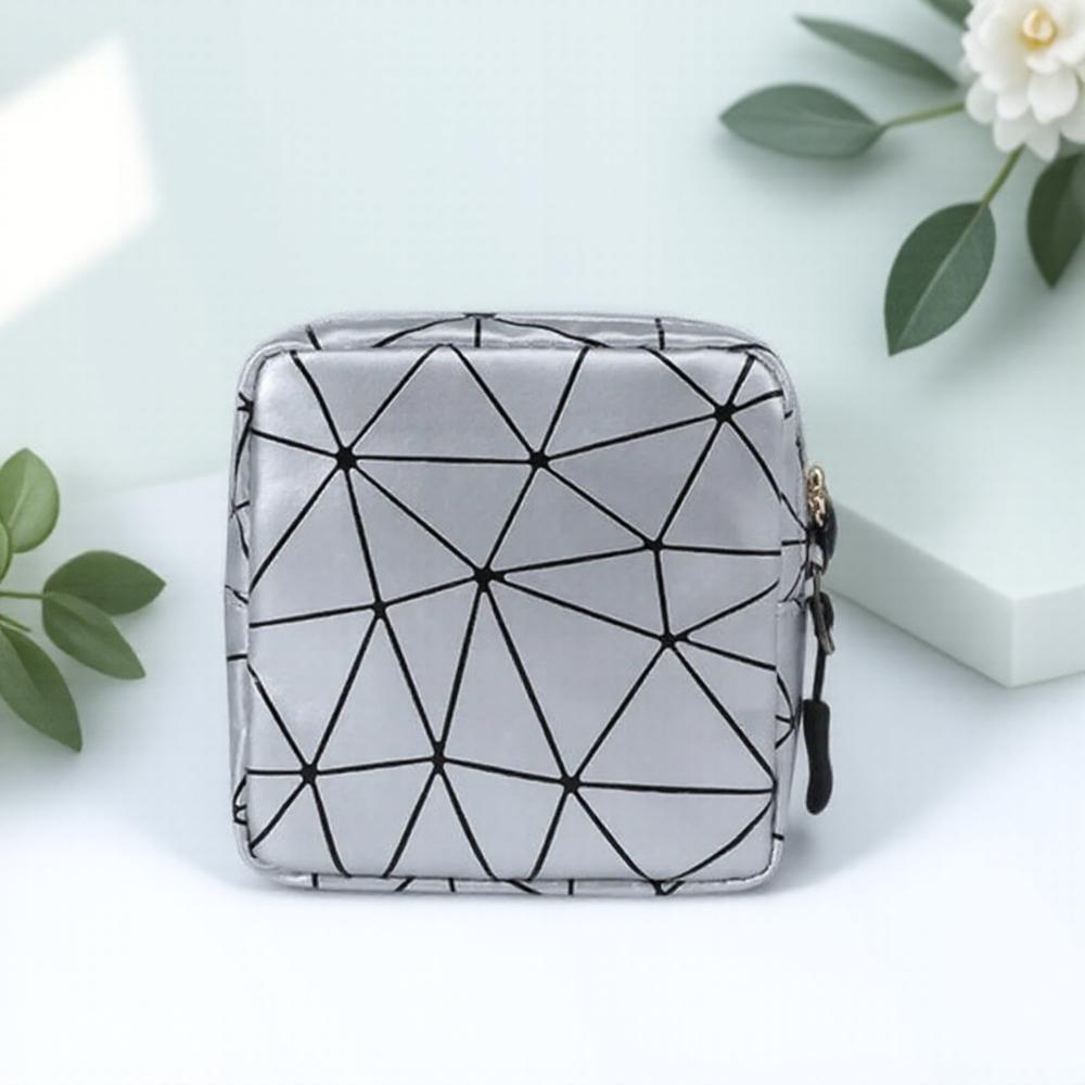 

Сумка для хранения гигиенических прокладок из ПУ кожи, водонепроницаемая, для прокладок, портативная косметичка, сумка для ручной клади тети, кошелек для монет, маленькая сумка серебряный