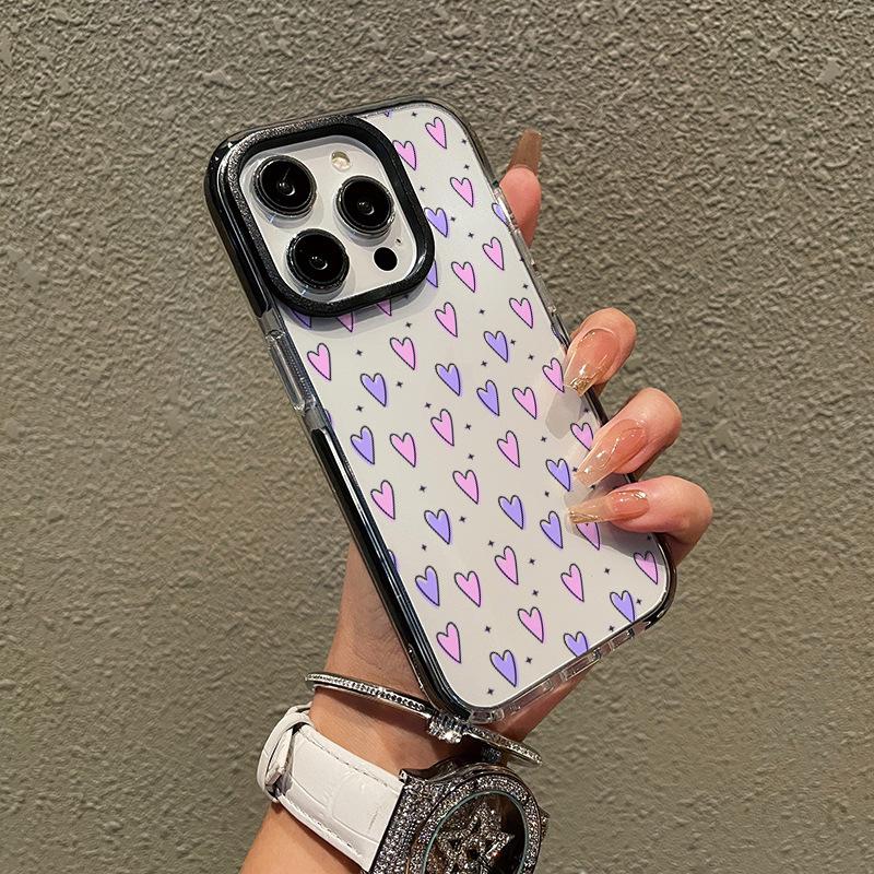 Summer New Ins Transparent Mobile Phone Case Apple 14promax Simple Love iPhone17 Anti-drop Tpu Soft Case