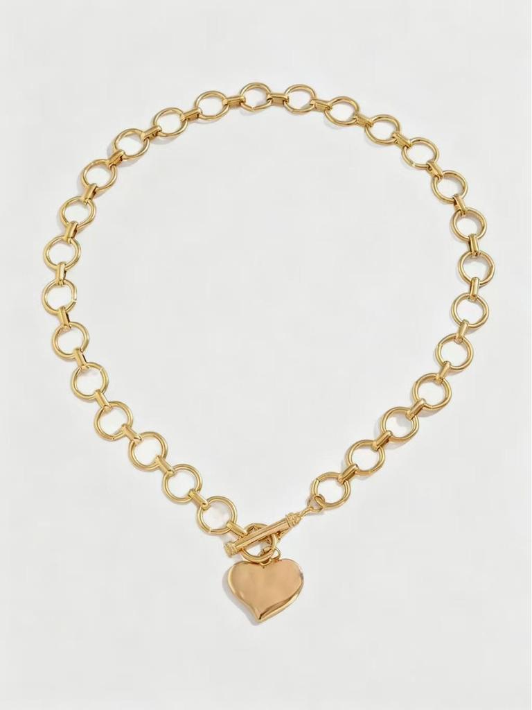 European and American Cross Pendant Necklace with OT Buckle Chain - Punk Style Heart Design for Women