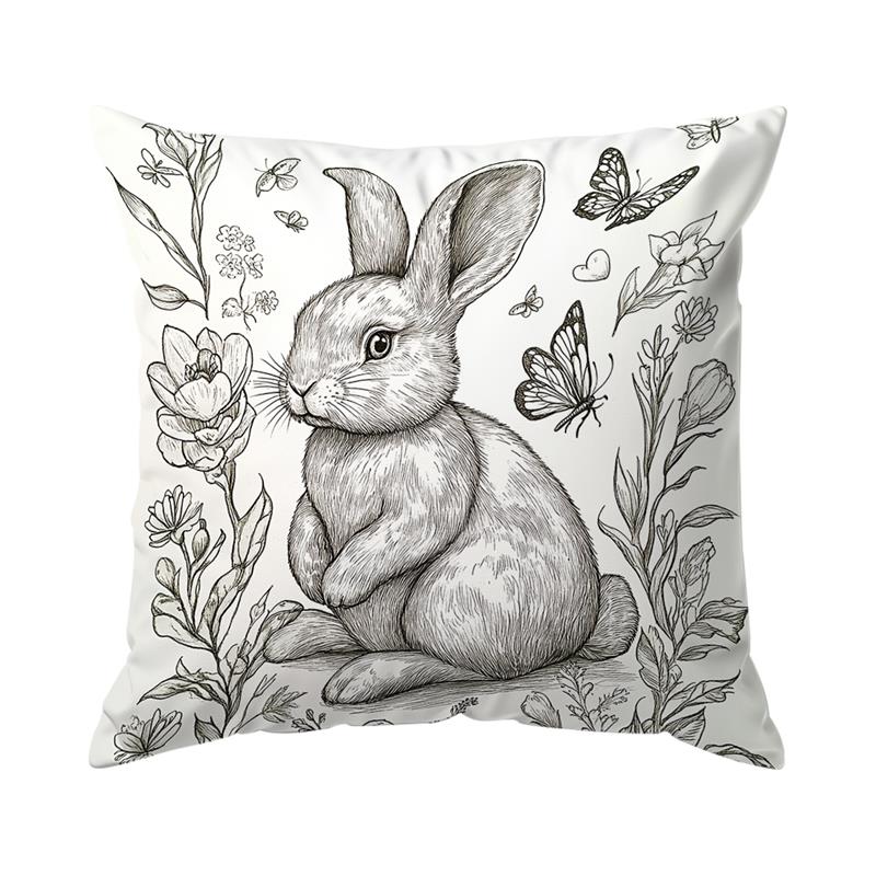 1 Pc Easter Day Cushion Cover Retro Bunny Pillow Cover Easter Rabbit Pillowcase Home Decorative Throw Pillow Case 45X45Cm