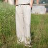 Johnature Women Vintage Straight Pants Summer Chinese Style High Quality Trousers Elastic Waist Soft Long Pants