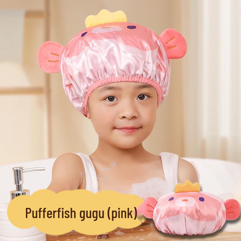 Kinder Cartoon Doppelschichtige Wasserdichte Badehaube - Niedlich, Verdickt, Anti-Öldampf, Duschhaube für Mädchen