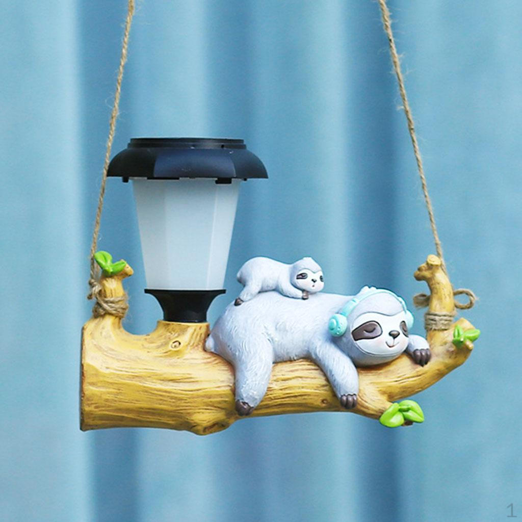 

Animal Figurine Garden Pendant Solar LED Lights Decoration Miniatures Gift Resin Vivid Sloth