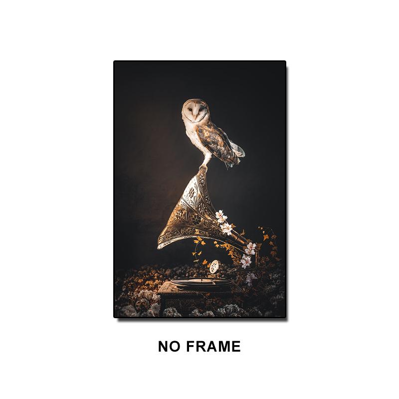 Vintage Animals and Plants Canvas Paintings Flowers Owl Birds Parrot Flamingo Wall Art Poster Pictures Print Living Room Decor