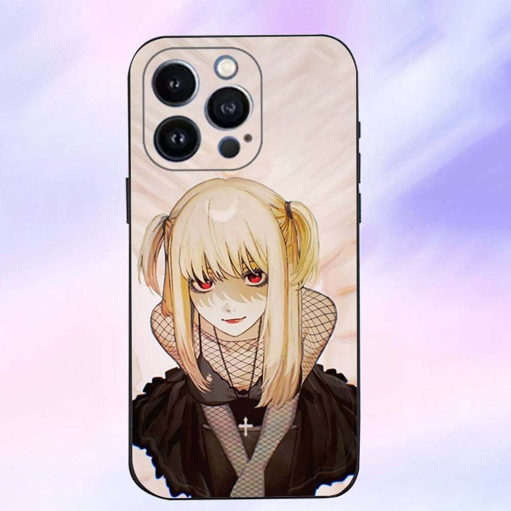 M-Misa Anime D-Death N-Note Phone Case For iPhone 16,15,14,13,12,11 Plus,Pro Max,XS,X,XR,SE,Mini,8,7,Soft Silicone Black Cover