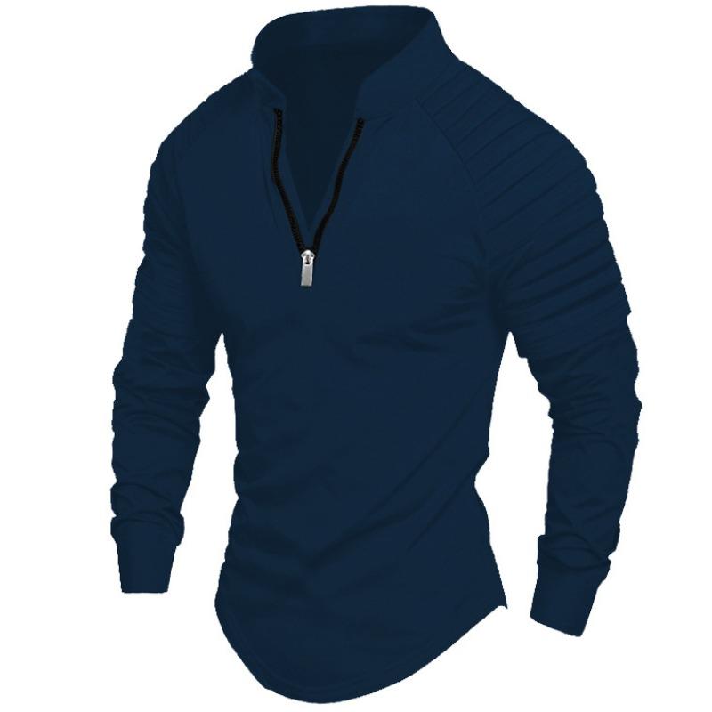Men S Long Sleeve Casual Zip Up Sports Shirt S