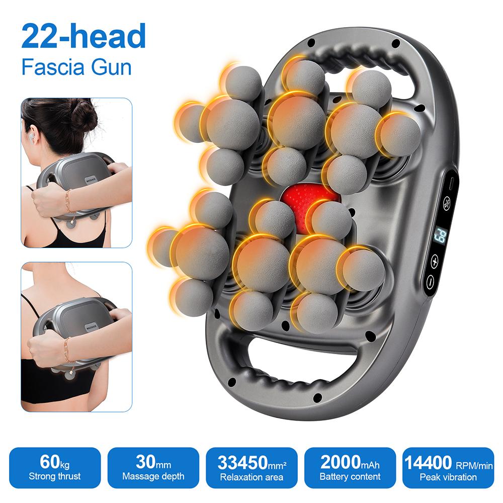 22-Head Fascia Gun High-Frequency Vibration Body Massage Gun Back and Waist Massager Neck Shoulder Massager Muscle Masajeador