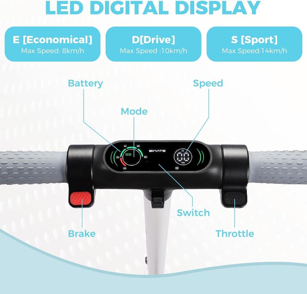 Elektroroller, Kinderroller, 130W Motor, 24V 2,5Ah Akku, 6,5" Reifen, Maximale Reichweite 8 KM, Maximal 14 KM/H, LED-Display, Faltbarer Elektroroller Kinder