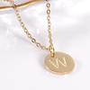 18K Gold Stainless Steel Minimalist Letter Necklace with 26 Round Pendant Options