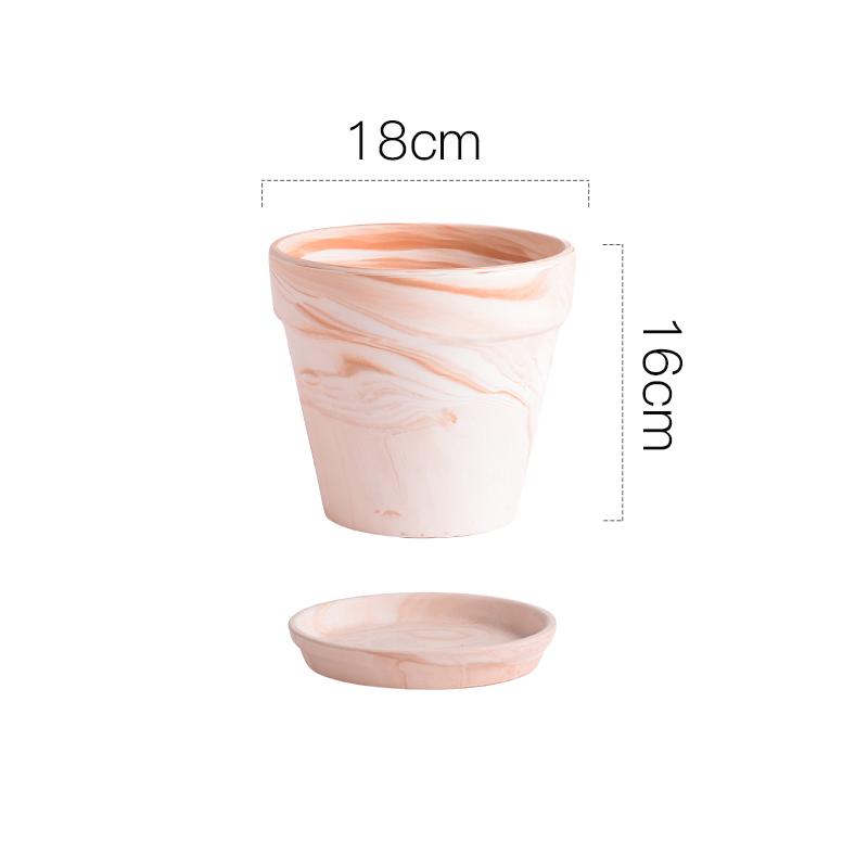 Terracotta Nordic Ceramic Flower Pot with Tray - Large, Coarse Pottery for Succulents and Pothos