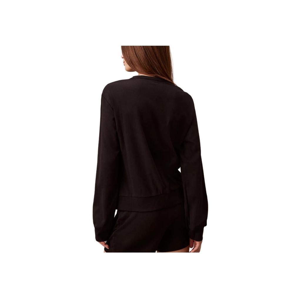 Calvin Klein Letter Print Crew Neck Comfortable Long Sleeve Pajama Top Women tops Black QS7154-001