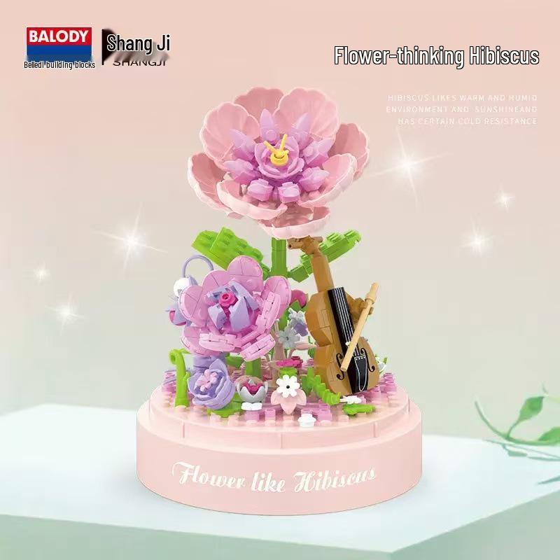 BeleDi Blumen-Spieluhr DIY Bausatz: Mikro-Bausteine für ein lehrreiches Schmuckstück und Geburtstagsgeschenk für Mädchen.
