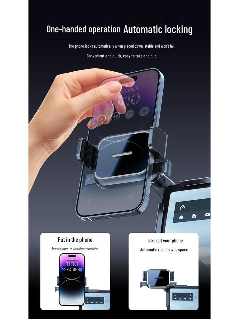 Car Phone Holder with Automatic One-Button Lock for New Energy Vehicle Console