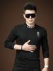 European Long-Sleeve T-Shirt for Men, 2025 Autumn New Fashion Brand, Semi-High Collar, Slim Fit, Rhinestone Embellished Base Shirt, Men's T-Shirt