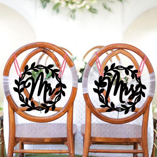 

2 шт. подвесных знаков с лентой, красивые, мелкие детали, праздничное украшение, полые, мистер и миссис, свадебные подвесные знаки, реквизит для сцены белый