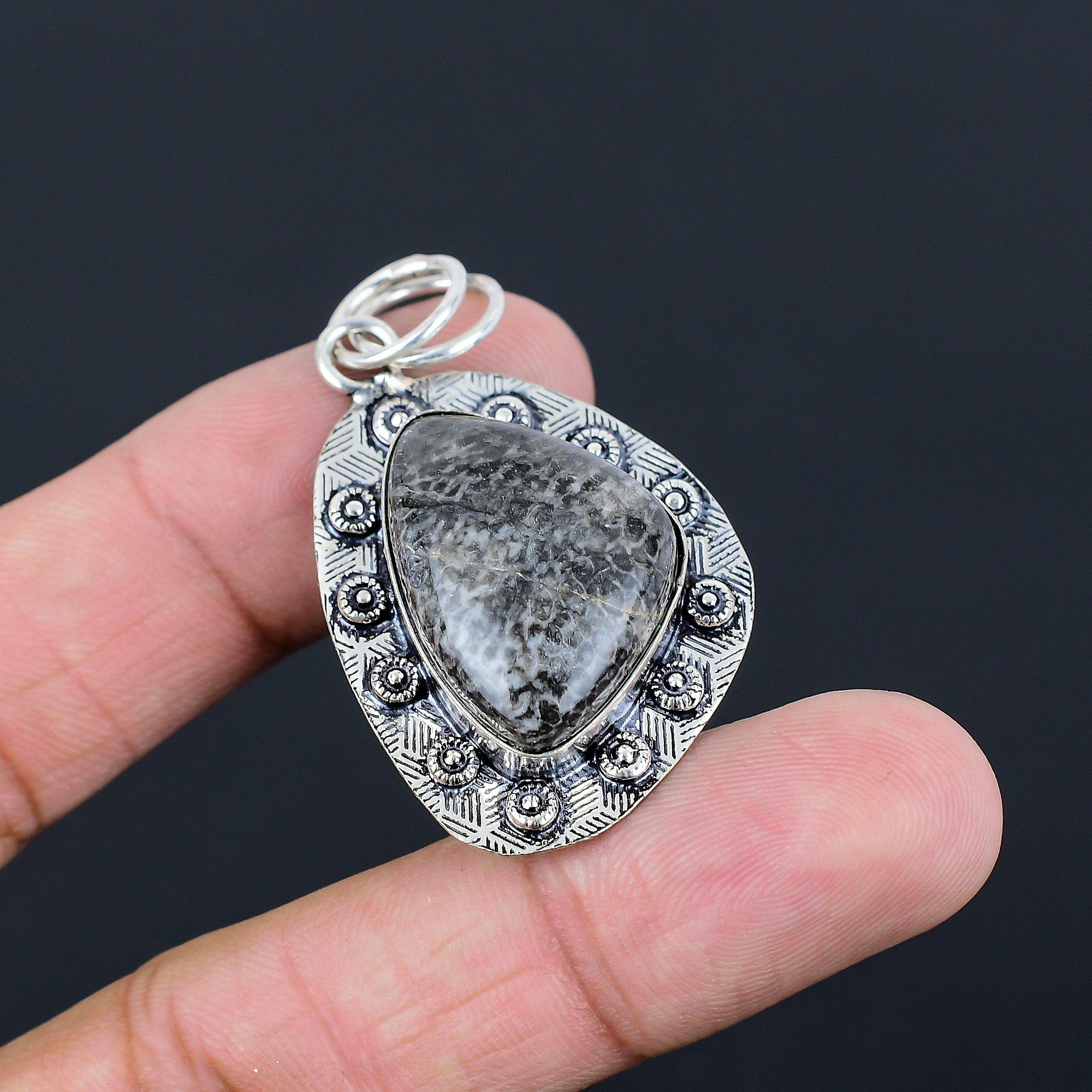 Mothers day Sale Stingray Coral Stone Sterling Silver Engagement Pendant Jewelry