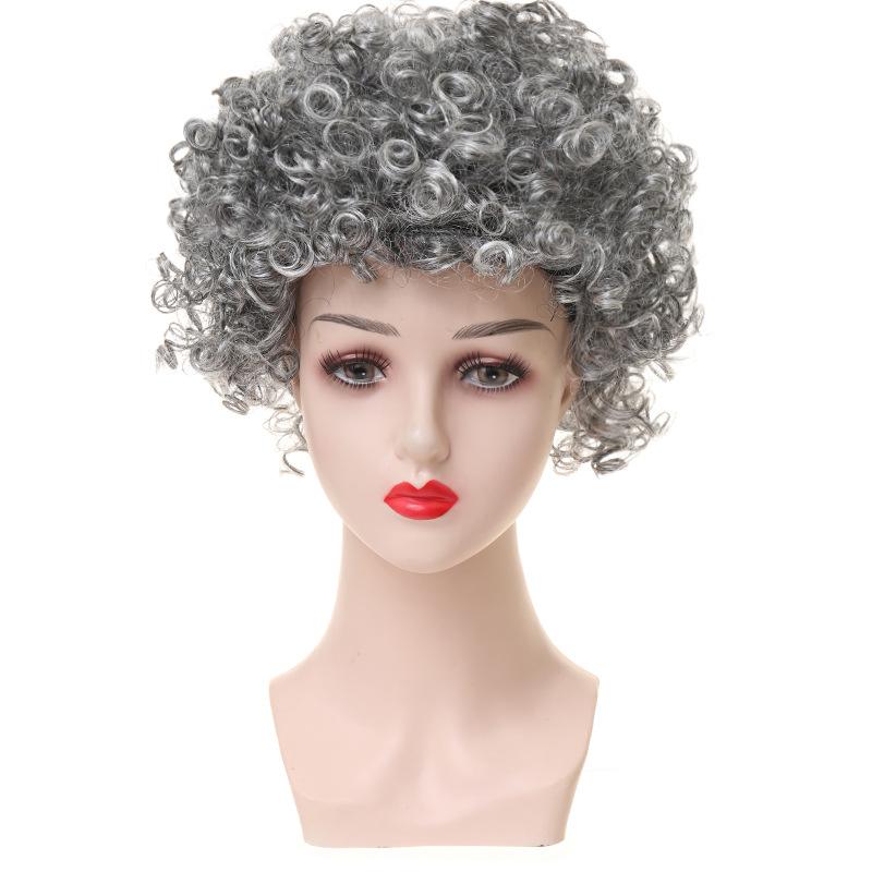 Graue Opa Oma Perücke Ältere Vermieterin Stil Realistisches Kostüm Haar für Cosplay Rollenspiel Party Bühnenauftritt