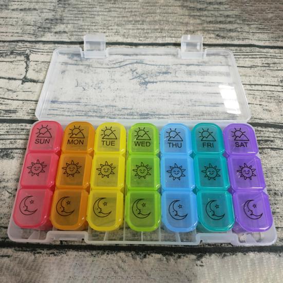 Pill Box Dust-proof Detachable 21 Grids 7 Days Weekly Pill Organizer for Supplement