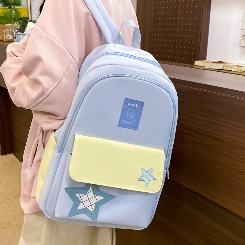 Three-Piece Backpack Set Color Contrast Schoolbag Girls Large Capacity Backpack for Primary and Secondary School Students