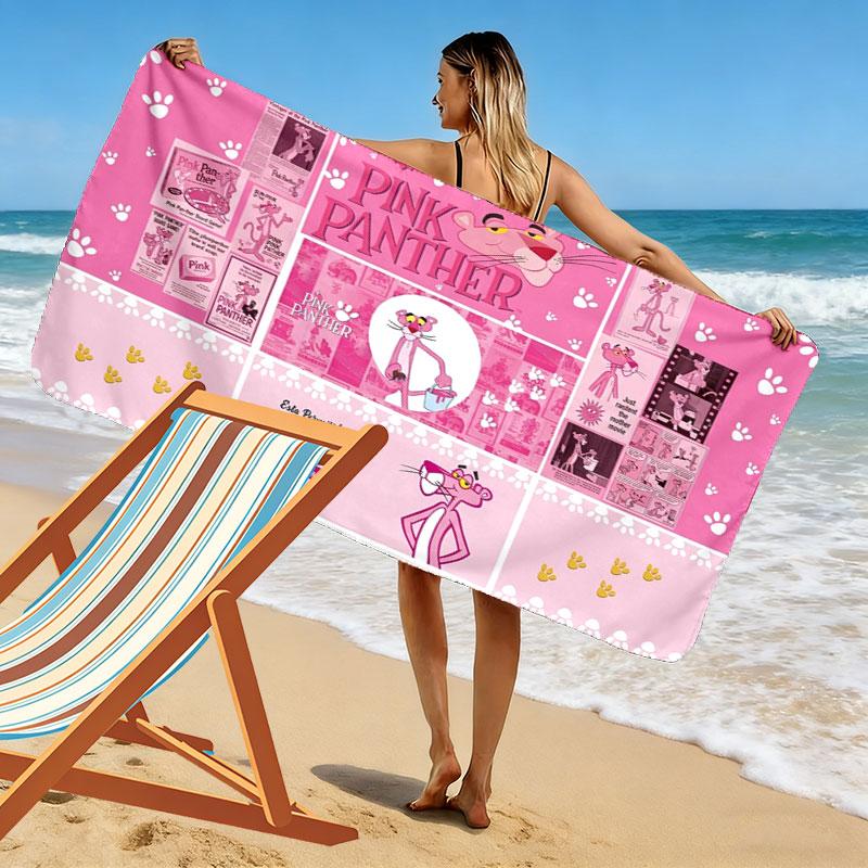Pink Panther Print Beach Towel, Large Soft Quick Dry Towel for Beach Camping Swimming