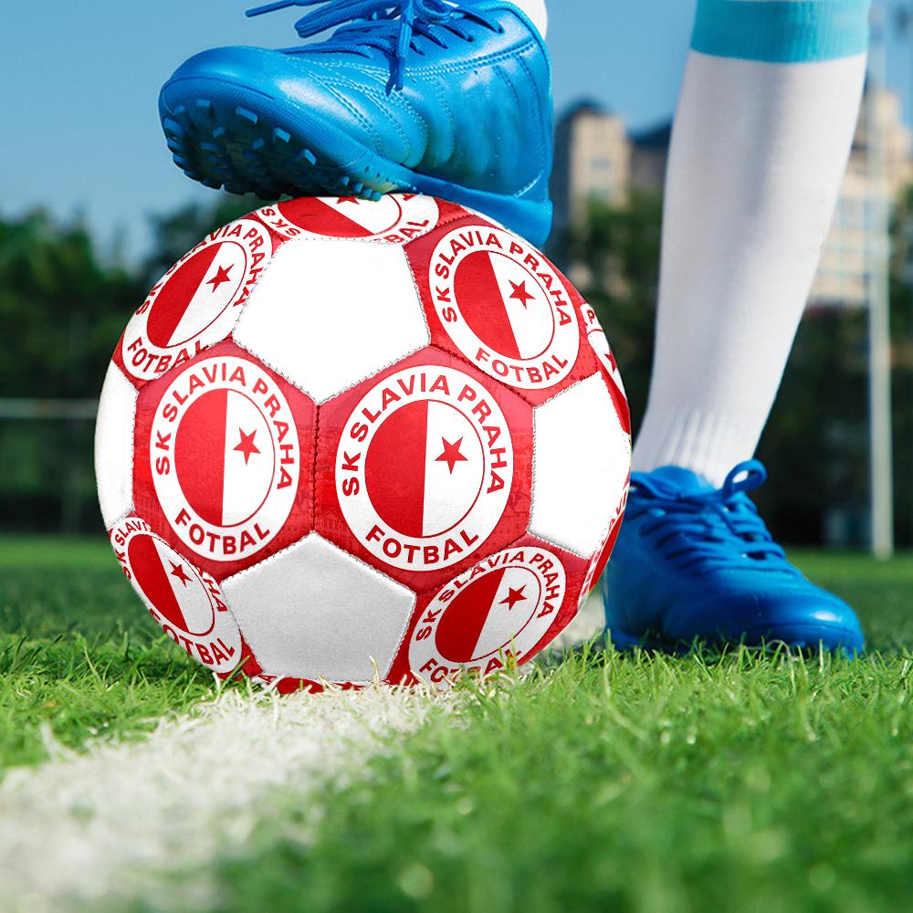 SK Slavia Praha Soccer Ball, Colorful, Suitable for All Ages, Machine-stitched, PVC Material, Competition Grade, Durable and High Bounce