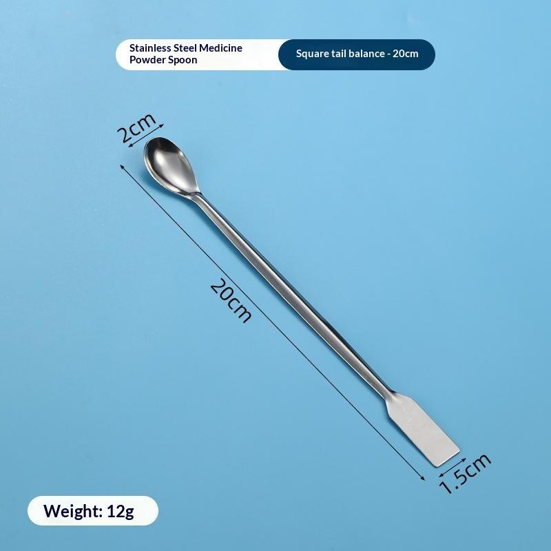Stainless Steel Medicinal Spoon Ladle Double-ended Experiment Pharmacy Lab Use Reagents Sample Spatula Weighing Spoon