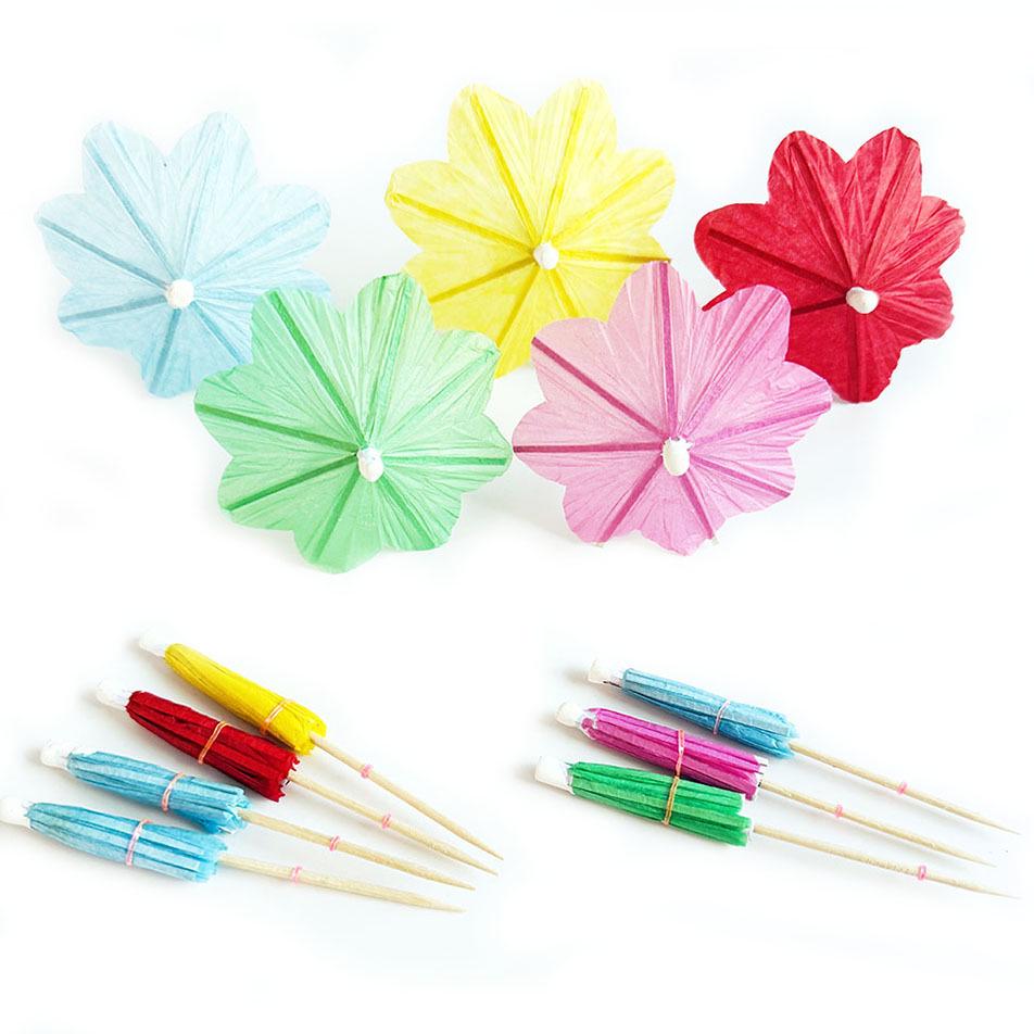 Tropical Cake & Cocktail Decoration Set: Coconut Tree, Umbrella, Insert Cards