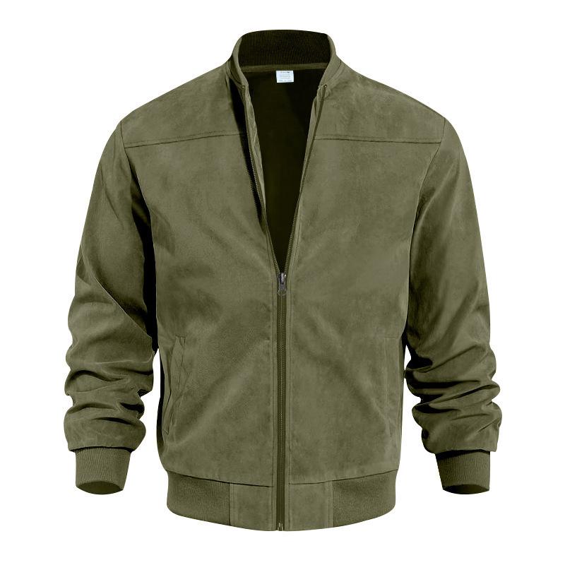 Autumn Solid Color Men's Zipper Jacket Casual Retro Long Sleeve Cardigan Coat