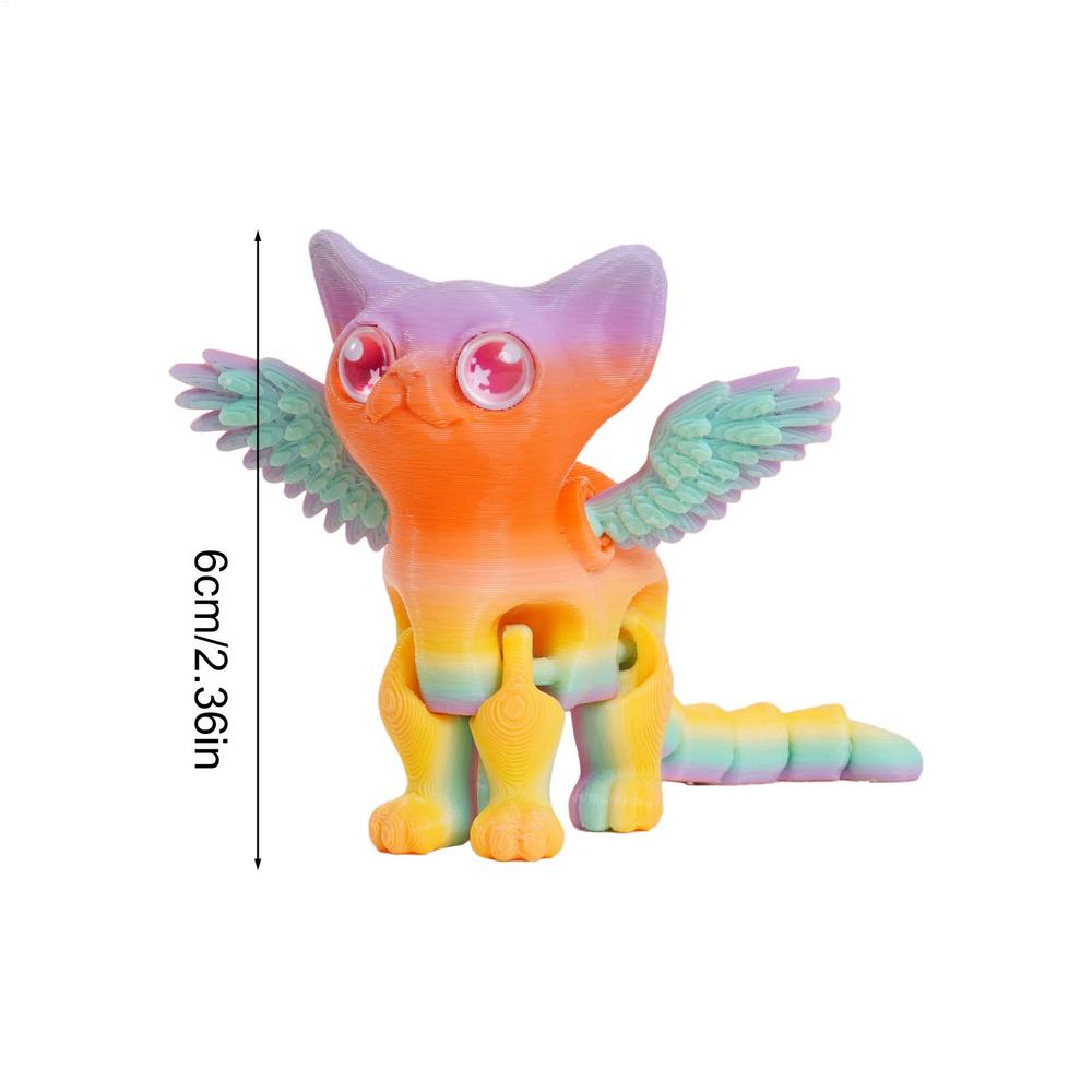 3D-печатная статуэтка кошки Гибкая 3D-печатная фигурка животного Настольные украшения Аниме-фигурки Сочлененные Домашний декор 3D Ангел Дьявол Кошка