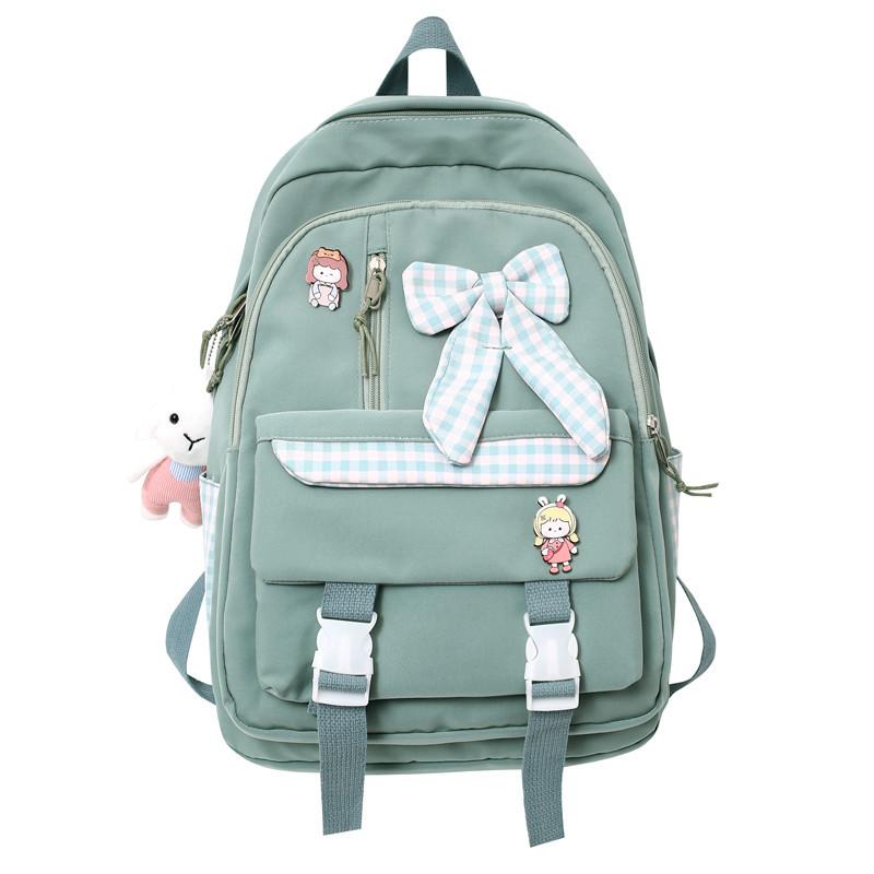 Spring New Ins Style Soft Girl Cute Girl Backpack College Students' Lightweight Checked Backpack