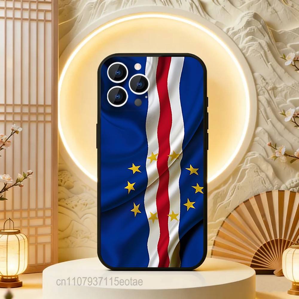 Cape Verde FLAG ART Phone Case For iPhone 17,16,15,14,13,12,11,Pro,Max,Plus,E,Air,Mini Black Shockproof Funda Cover
