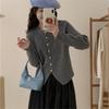 Solid Color Round Neck Irregular Hem Top Spring and Autumn Design Sense Retro Chic Knitted Sweater Women's Simple Fashion