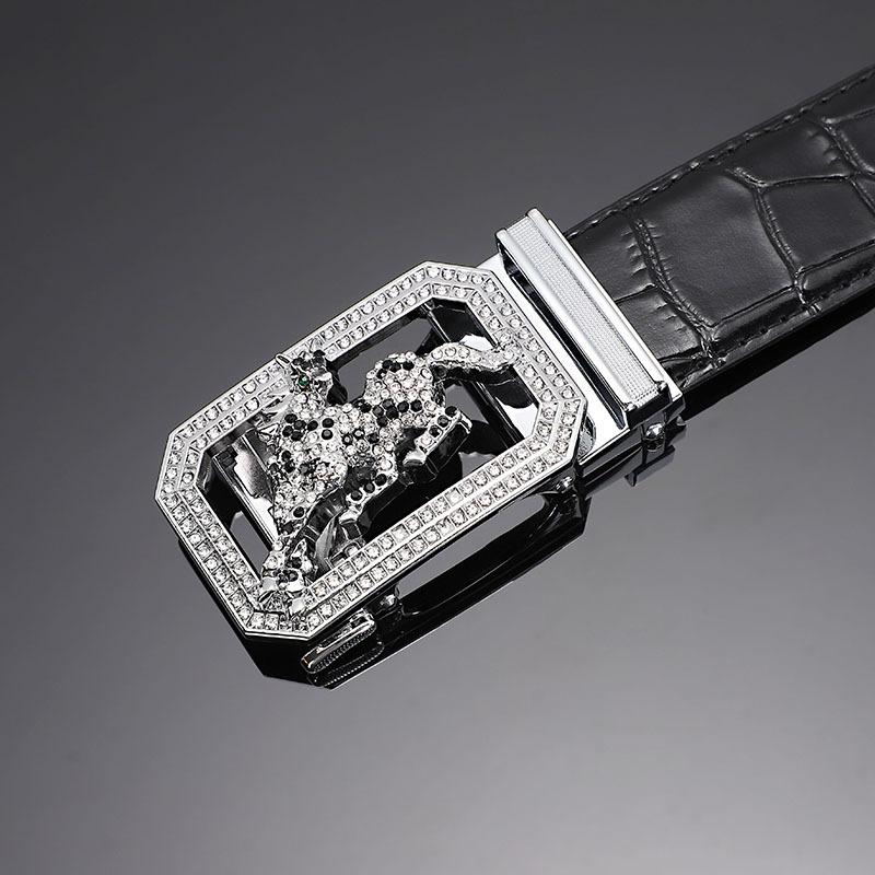 Cinto masculino de couro fivela automática primeira camada couro de vaca doze zodíaco botão cabeça crocodilo padrão cinto masculino