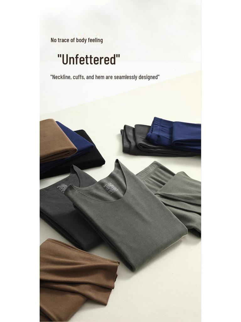 Men’s Thermal Underwear Set: Velvet, Antibacterial, Hyaluronic Acid-Infused, Long-Sleeved, Autumn/Winter Comfort