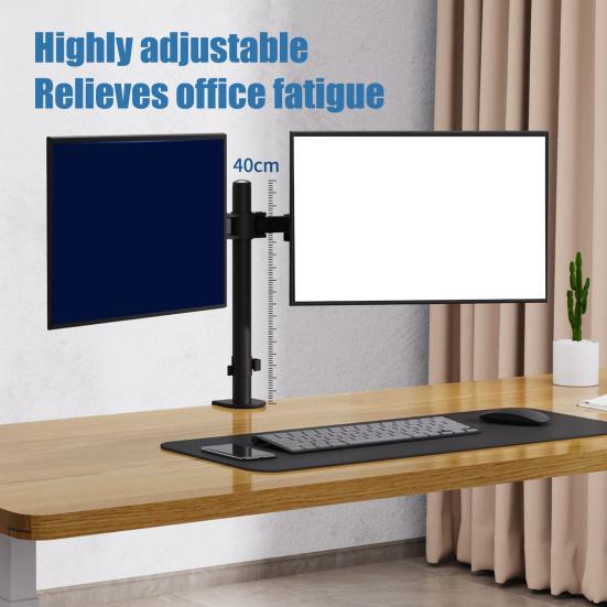 Dual Monitor Desk Arm VESA 75x75 To Mount with Articulating 100x100 Cable Management Adjustable Rotating