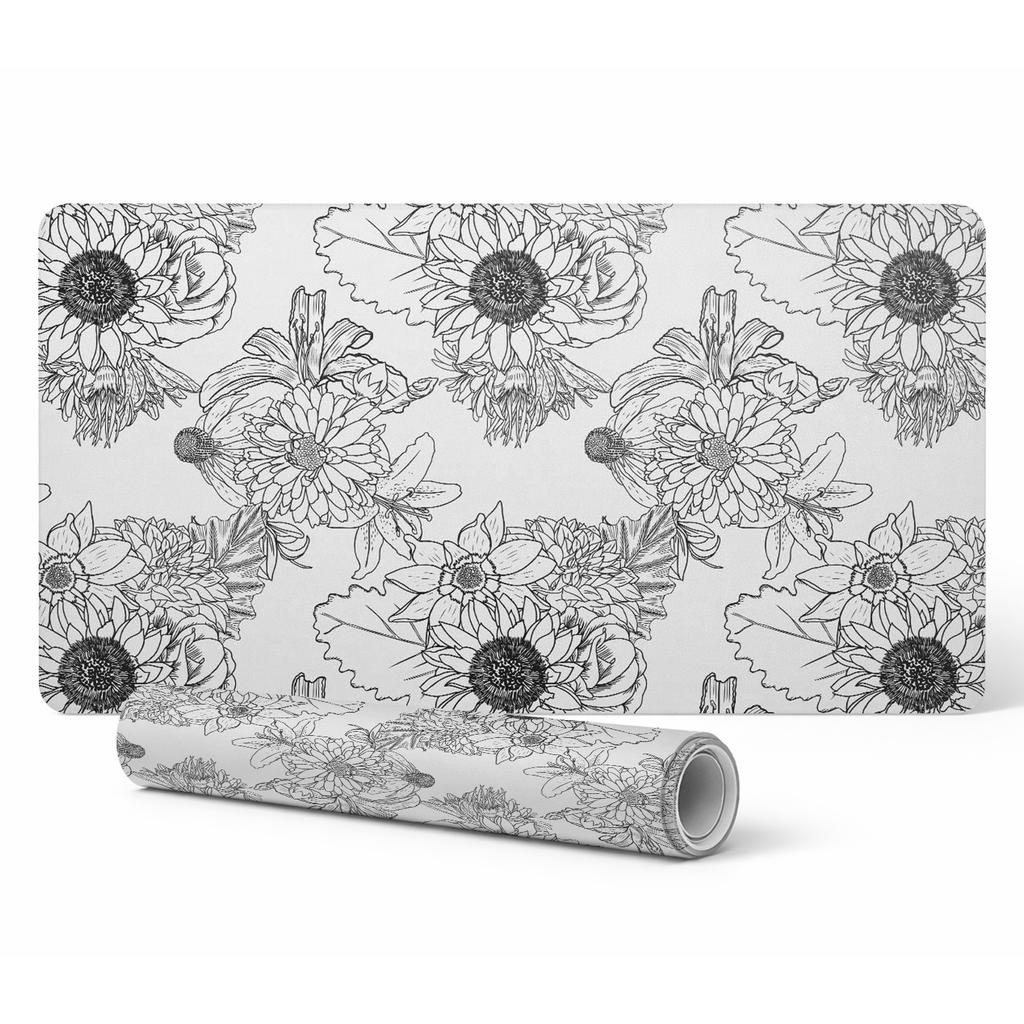 Decorative Mat for Laptop On Desk Floral Linear Pattern 90X45 Cm